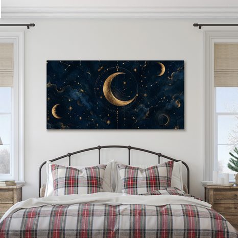 WANDBILD LUNARER SCHEIN ZWISCHEN STERNEN - WANDBILDER MOND - BILDER