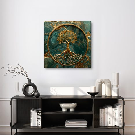 FOTO OP CANVAS LEVENSBOOM IN CIRKEL VAN ELEGANTIE - SCHILDERIJEN - MEGA UITVERKOOP TOT 70% 🔥