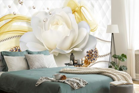 CARTA DA PARATI – ROSA CON ASTRAZIONE - CARTA DA PARATI CON FIORI - CARTA DA PARATI