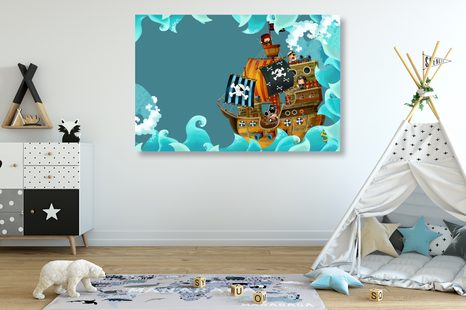 WANDBILD PIRATENSCHIFF AUF DEM MEER - BILDER FÜR KINDER - BILDER