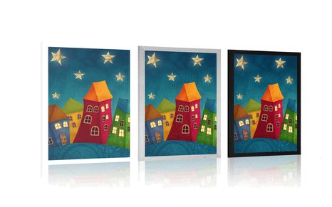 POSTER MOND ÜBER DER STADT - FÜR KINDER - POSTER