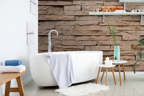 CARTA DA PARATI – PIETRA MARRONE AFFASCINANTE - CARTA DA PARATI IMITAZIONE DI MATTONI, PIETRA E CEMENTO - CARTA DA PARATI