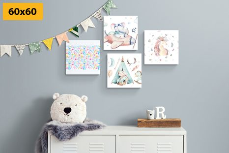 SET OBRAZOV PRE DETI V PASTELOVÝCH FARBÁCH - ZOSTAVY OBRAZOV - OBRAZY