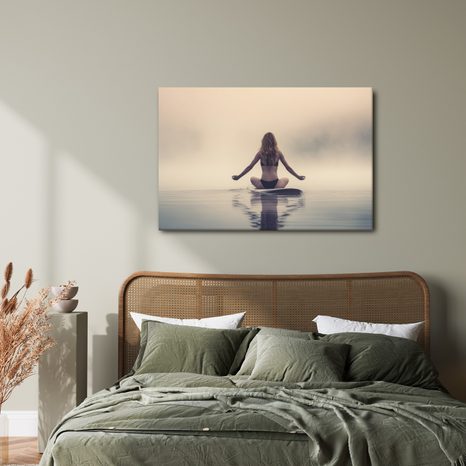 QUADRO SU TELA – MEDITAZIONE NELLA NEBBIA - QUADRI DI DONNE - STAMPE E QUADRI