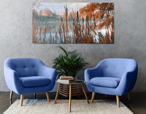 КАРТИНА НА ПЛАТНО – РЕКА В ЕСЕННА ПРИРОДА - КАРТИНИ НА ПРИРОДАТА И ПЕЙЗАЖИ - КАРТИНИ