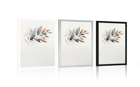 PLAKÁT MINIMALISTICKÁ VĚTVIČKA LISTŮ - BOTANICKÉ - PLAKÁTY