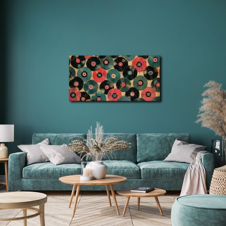 WANDBILD BUNTE SCHALLPLATTEN - MUSIKBILDER - BILDER
