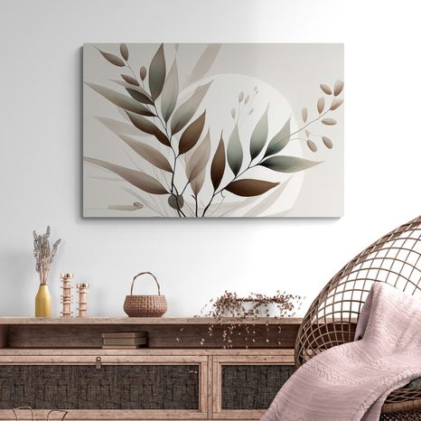 OBRAZ MINIMALISTYCZNE LIŚCIE W STYLU BOHO - OBRAZY DRZEW I LIŚCI - OBRAZY
