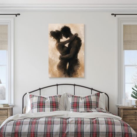 TABLEAU SUR TOILE – SILHOUETTE INTIME D’UN COUPLE AMOUREUX - TABLEAUX D'AMOUR - TABLEAUX