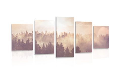 5-PIECE CANVAS PRINT FOG OVER THE FOREST - PICTURES OF NATURE AND LANDSCAPE - PICTURES