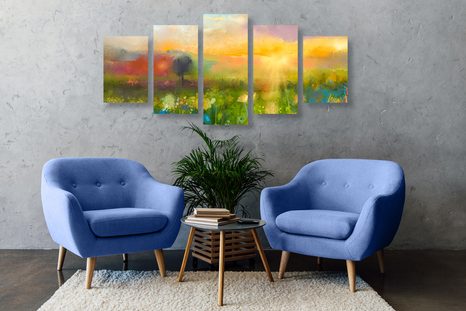 5-DIELNY OBRAZ OLEJOMAĽBA LÚČNYCH KVETOV - OBRAZY PRÍRODY A KRAJINY - OBRAZY