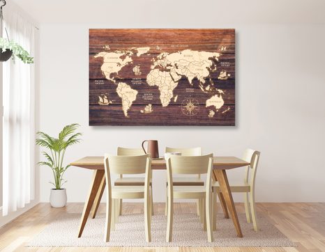 OBRAZ MAPA NA DŘEVĚ - OBRAZY - TOTÁLNÍ VÝPRODEJ 🔥