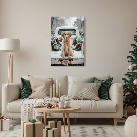 OBRAZ VÁNOČNÍ ATMOSFÉRA SE PSEM - VÁNOČNÍ A ZIMNÍ OBRAZY - PICTURES