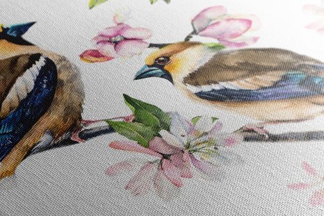 OBRAZ PTÁČKY NA VĚTVI STROMU - VINTAGE A RETRO OBRAZY - OBRAZY