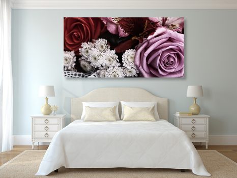 WANDBILD BLUMENSTRAUSS AUS ROSEN IM RETRO-STIL - VINTAGE- UND RETRO-BILDER - BILDER