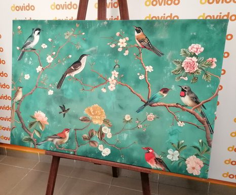 OBRAZ VINTAGE VTÁKY NA KONÁROCH - OBRAZY VTÁKY - OBRAZY