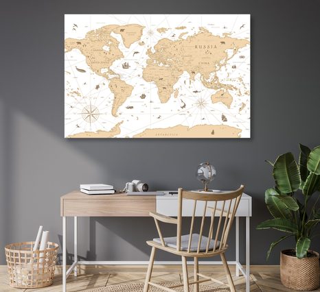 OBRAZ NA KORKU BÉŽOVÁ MAPA - OBRAZY NA KORKU - OBRAZY