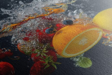 CANVAS PRINT FRUIT FALLING INTO WATER - PICTURES - 🔥 TOTAL SALE 🔥
