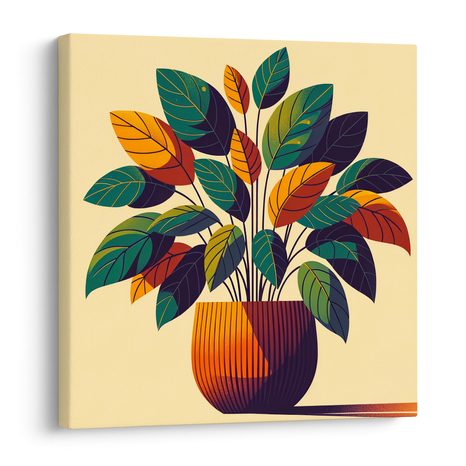 WANDBILD TROPISCHE BLÄTTER IN WARMEN TÖNEN - BOTANISCHE BILDER - BILDER