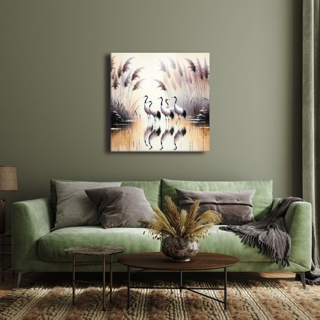 OBRAZ JEŘÁBI V ZLATÉM RÁNU - OBRAZY PTÁCI - OBRAZY