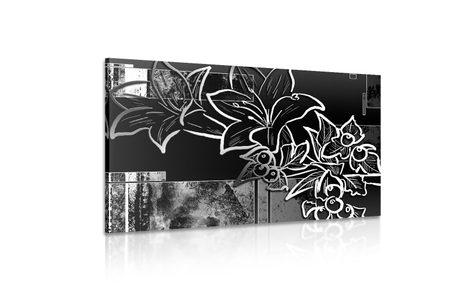 SLIKA ILUSTRACIJA ROŽ V ČRNOBELI IZVEDBI - ČRNOBELE SLIKE - SLIKE