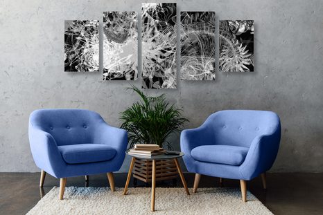 КАРТИНИ ОТ 5 ЧАСТИ – ЧЕРНО-БЯЛО АБСТРАКТНО ИЗКУСТВО - ЧЕРНО-БЕЛИ КАРТИНИ - КАРТИНИ