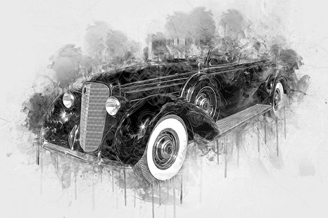 TAPETA ČERNOBÍLÉ RETRO AUTO - ČERNOBÍLÉ TAPETY - TAPETY