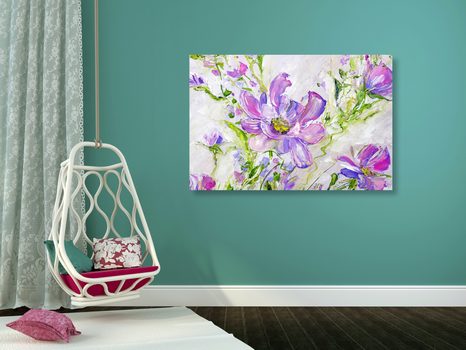 CANVAS PRINT PAINTED SUMMER FLOWERS - PICTURES FLOWERS - PICTURES