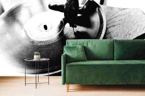 FOTOTAPETA ČERNOBÍLÝ STAROŽITNÝ GRAMOFON - ČERNOBÍLÉ TAPETY - TAPETY