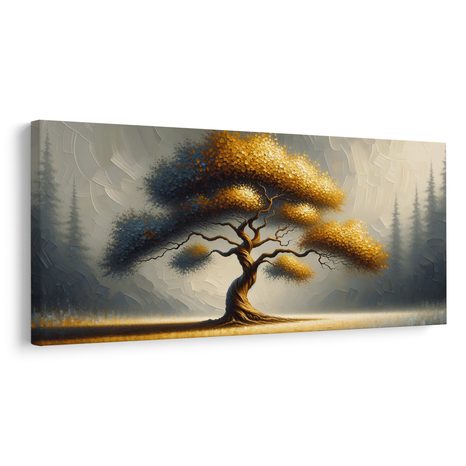 WANDBILD GOLDENER LEBENSBAUM AUF DEM FELD - BILDER BÄUME DES LEBENS - BILDER