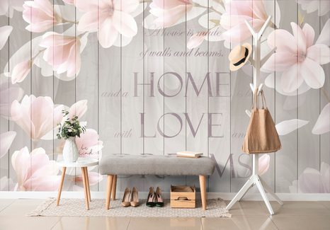 SELBSTKLEBENDE TAPETE VINTAGE-MAGNOLIE MIT AUFSCHRIFT - SELBSTKLEBENDE TAPETEN - TAPETEN