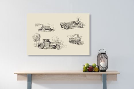 CANVAS PRINT MEANS OF TRANSPORT IN A RETRO DESIGN - VINTAGE AND RETRO PICTURES - PICTURES