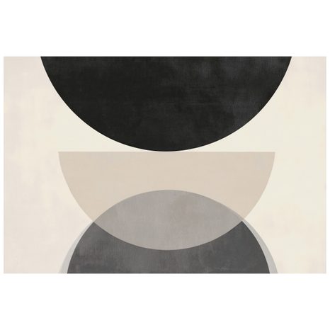 TAPET SEMICERCURI GEOMETRICE ALB-NEGRU - TAPET ABSTRACT - TAPETURI