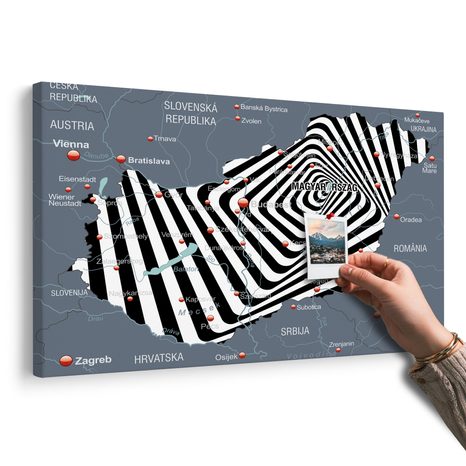 QUADRO IN SUGHERO – MAPPA DELL'UNGHERIA IN VERSIONE MODERNA - QUADRI SU SUGHERO - STAMPE E QUADRI