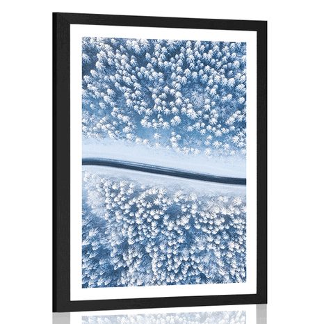 POSTER MIT PASSEPARTOUT BLICK AUF DIE WINTERLANDSCHAFT - NATUR - POSTER