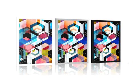 POSTER ABSTRAKTE GEOMETRIE - ABSTRAKT UND GEMUSTERT - POSTER