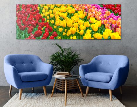 КАРТИНА НА ПЛАТНО – ГРАДИНА ПЪЛНА С ЛАЛЕТА - КАРТИНИ С ЦВЕТЯ - КАРТИНИ