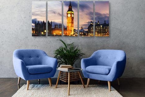 TABLOU 5-PIESE BIG BEN NOCTURN ÎN LONDRA - TABLOURI CU ORAȘE - TABLOURI