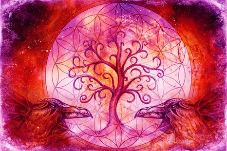 SAMOLEPÍCÍ TAPETA PASTELOVÝ MAGICKÝ STROM ŽIVOTA - SAMOLEPÍCÍ TAPETY - TAPETY