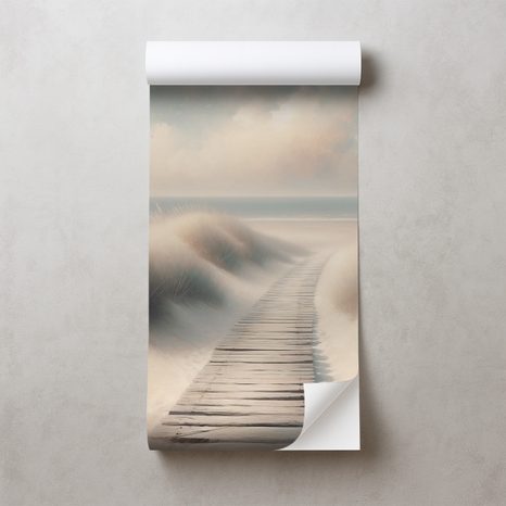 SAMOLEPÍCÍ TAPETA PÍSEČNÁ PLÁŽ S DŘEVĚNOU CESTOU - TAPETY MOŘE A PLÁŽ - TAPETY