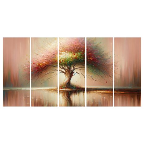 5-DELNA SLIKA DREVO ŽIVLJENJA Z ODSEVOM - SLIKE DREVESA ŽIVLJENJA - SLIKE