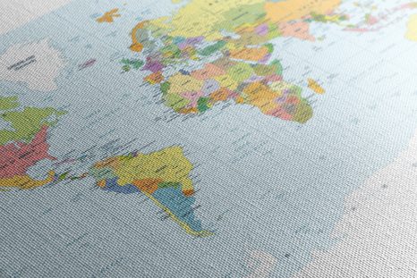 WANDBILD AUF KORK KLASSISCHE WELTKARTE MIT WEISSEM RAND - WANDBILDER AUF KORK - BILDER