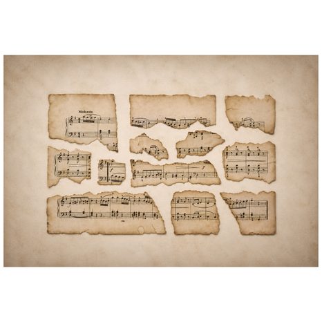 SELBSTKLEBENDE TAPETE VINTAGE NOTENBLÄTTER - MUSIK FOTOTAPETEN - TAPETEN