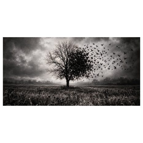 QUADRO SU TELA – ALBERO DELLA VITA IN PAESAGGIO OSCURO - QUADRI HALLOWEEN E HORROR - STAMPE E QUADRI