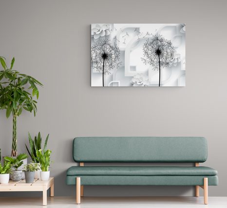 TABLOU MODERN PĂPĂDIE - TABLOURI ALB-NEGRU - TABLOURI
