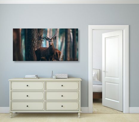 TABLOU CERB ÎN PĂDURE - TABLOURI ANIMALE - TABLOURI