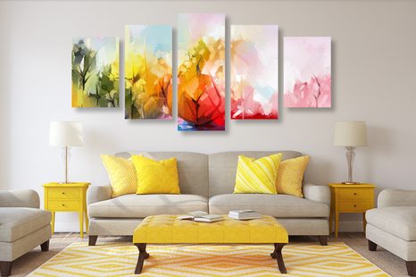 5-DÍLNÝ OBRAZ ABSTRAKTNÍ PŘÍRODA - ABSTRAKTNÍ OBRAZY - OBRAZY