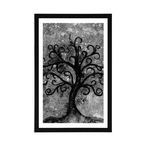 POSTER – ALBERO DELLA VITA IN BIANCO E NERO - NERO E BIANCO - POSTER