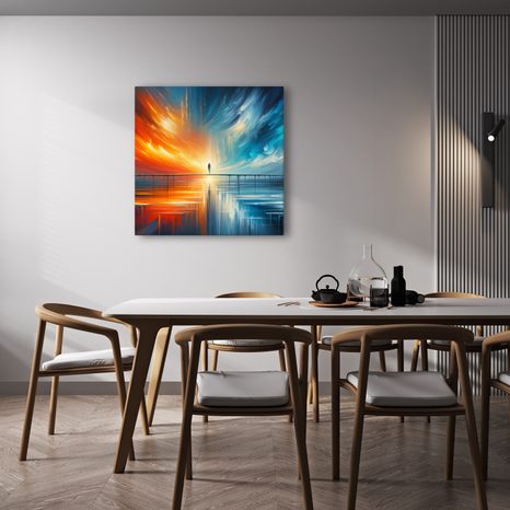 WANDBILD GESTALT AUF STEG ZWISCHEN HIMMEL UND ERDE - WANDBILDER NACH MOTIV - BILDER