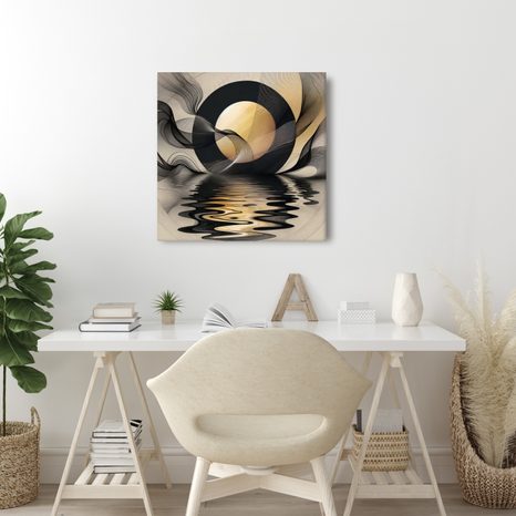 OBRAZ ZLATÝ MĚSÍC NAD HLADINOU - ABSTRAKTNÍ OBRAZY - OBRAZY